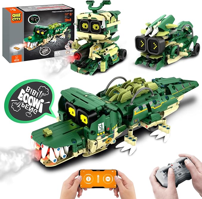 STEM Building Toys for Kids 6-14, Remote & APP Controlled 3in1 STEM Robot Building Kit for Kids with Music Spray, 513 Pcs Building Blocks Set Birthday Xmas Gift Ideas for Boys Girls