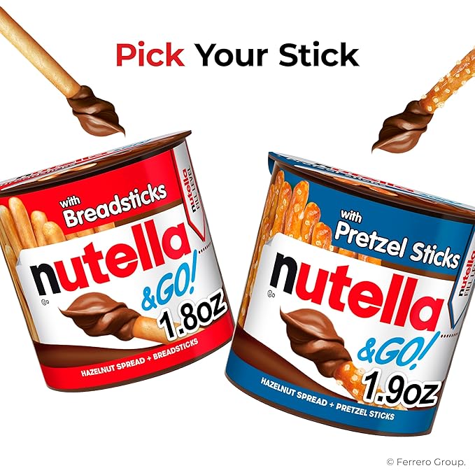 Nutella & GO! Chocolate Hazelnut Spread with Cocoa + Breadsticks, 12 Snack Packs, 1.8 oz Each