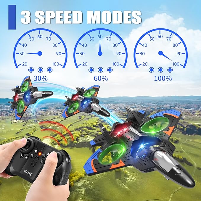 4DRC V32 Foam Remote Control Airplanes RC Planes with 4 Batteries for Kids Adults, RC Airplane Fighter Jet with Light, 360° Flip Fighter Jet Toys, Stunt Roll, Airplane Toy Gifts for Kids Boys