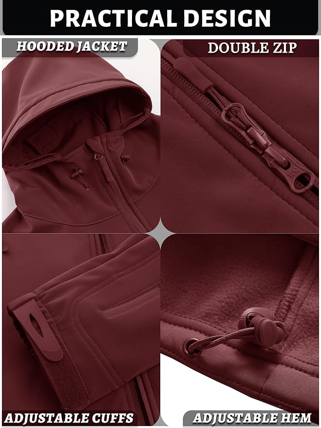 TACVASEN Men's Special Ops Military Tactical Soft Shell Winter Warm Fleece Lined Jacket Rain Hood Coat Hiking Snowboard