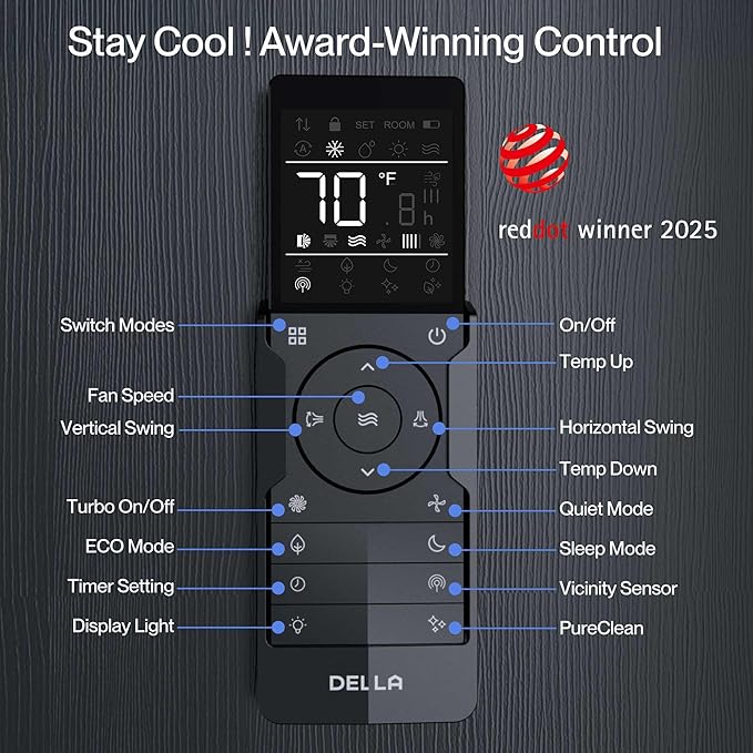 Della 45K BTU ODU Tri 3 Zone 12K 18K 18K BTU 19 SEER2 208-230V Cools Up to 2550 Sq.Ft, Works with Alexa and Wifi, Energy Efficient, Multi Zone Mini Split AC Pre-Charged Heat Pump,16ft Kits