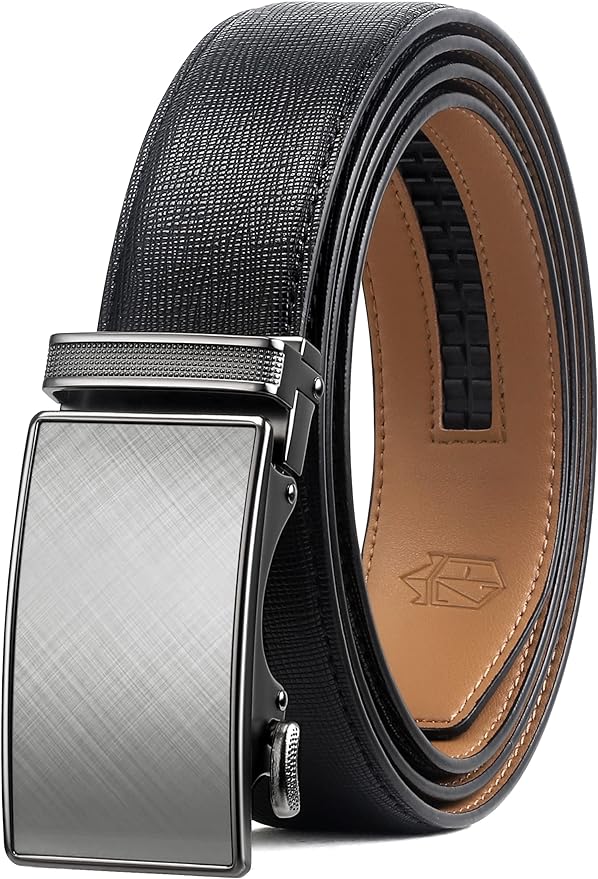 Zitahli Belt Men, Ratchet Belt Dress with 1 3/8" Premium Leather,Slide Belt with Easier Adjustable Automatic Buckle