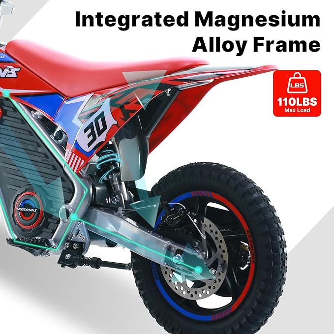 Racing Grade Electric Dirt Bike for Kids, 400W Motorcycle, Ages 3-6, 36V 5.2Ah Battery, Dual Shock Absorption, 3 Speed Modes, Disc Brake, 12In Off Road Tires, Red