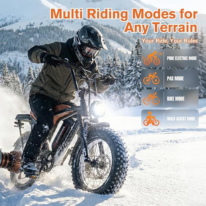 Electric Bike for Adults, 800/1500/2500W Peak Motor Ebike, 48V Removable Battery, 30-120 Miles PAS Range, 20-28MPH, 14"/20"/26" All-Terrain Electric Bicycles for Commuute Road Sand Mountain