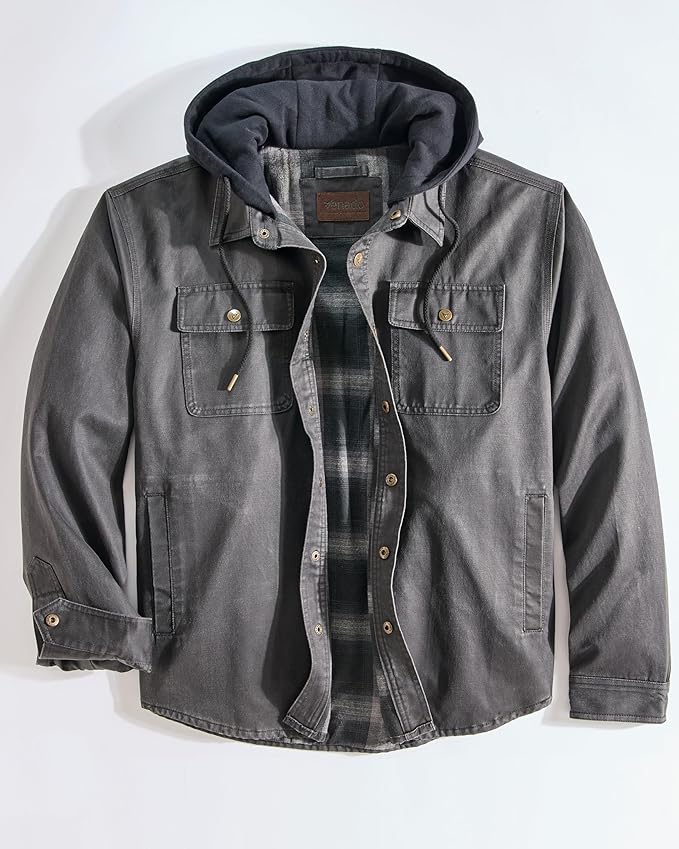 Venado Men's Smuggler Concealed Carry Chore Coat - Hooded Flannel Lined Jacket