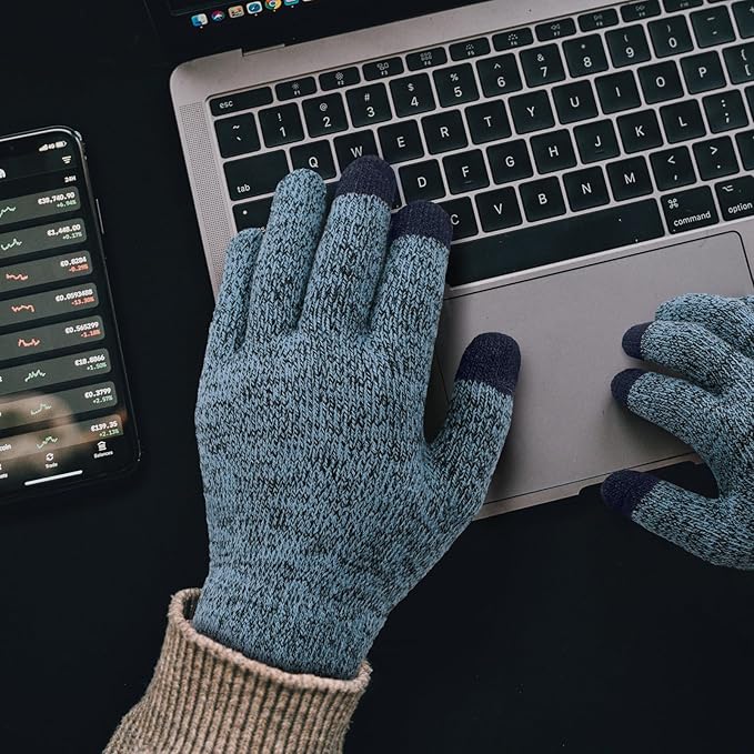 Achiou Winter Gloves, Glove for Men Women, Upgraded Touch Screen Texting Warm Running with Thermal Soft Knit Lining