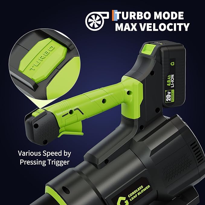 Electric Leaf Blower, 650CFM & 200MPH, Cordless Leaf Blower with 4.0Ah Battery, 20V Blowers Cordless, Lightweight Battery Blowers for Lawn, Patio, Yard, Garden, Outdoor