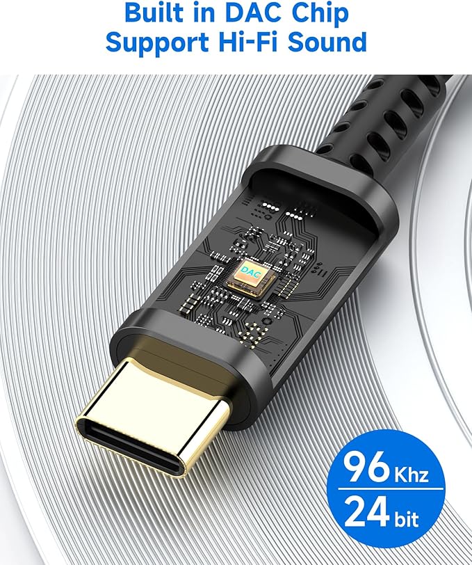 2 Pack USB C to 3.5mm Headphone Jack Adapter – HiFi Audio Dongle, Type C to Aux Female Cable Cord Compatible with iPhone 16/15 Pro Max, Samsung S25/S24/S23, iPad Pro, Pixel, MacBook