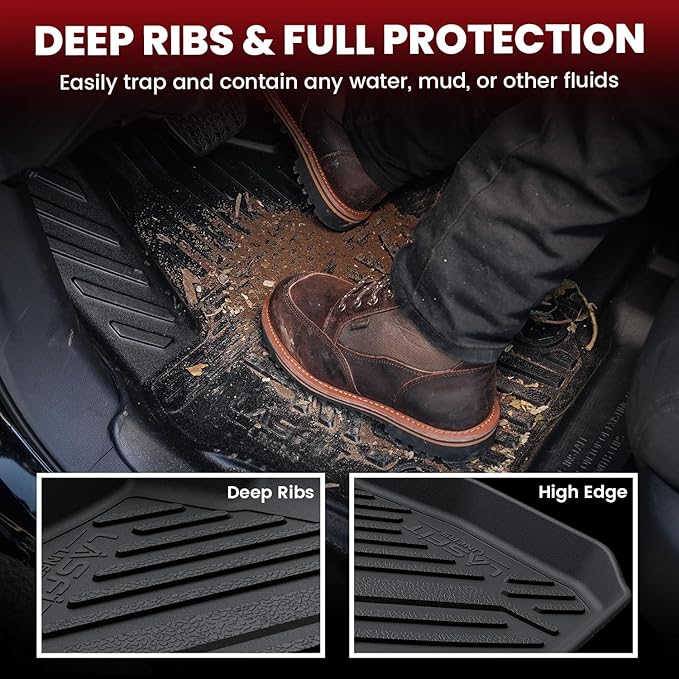 LASFIT Floor Mats and Cargo Liner for 2012-2018 Ford Focus Hatchback Gasoline(No Subwoofer) Focus RS 2016 2017 2018 All Weather Custom Fit TPE Car Floor Liner, Combo Set