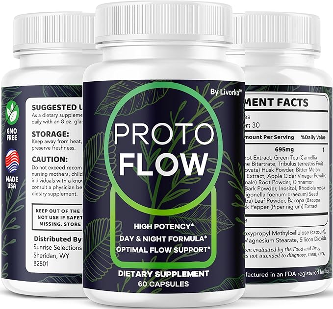 LIVORKA (2 Pack) Proto Flow - Proto Flow Support, ProtoFlow, ProtoFlow Reviews, ProtoFlow Formula, Proto Flow Male Capsules, Proto Flow Supplement for Men, Proto Flow Pills, 120 Capsules for 2 Months