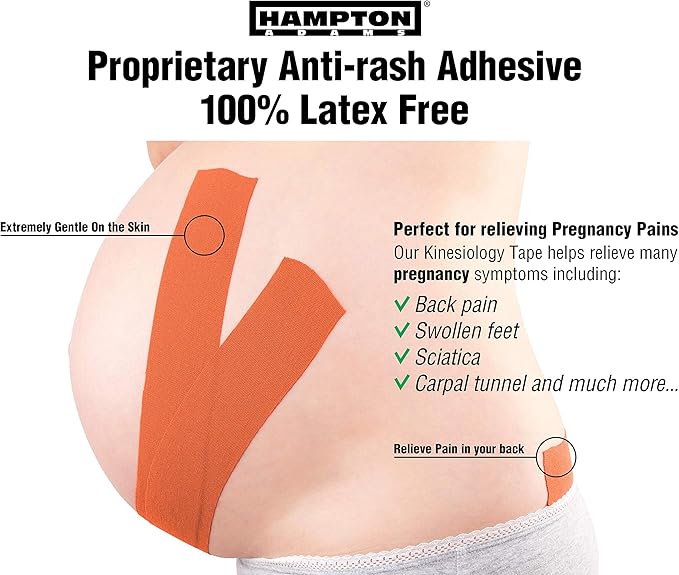Hampton Adams | As Seen on Shark Tank | Elastic Kinesiology Tape (2-Pack) | Uncut Athletic Tape Supports & Protects Muscles Knees Shoulders & Plantar Fasciitis | Waterproof Hypoallergenic (Orange)