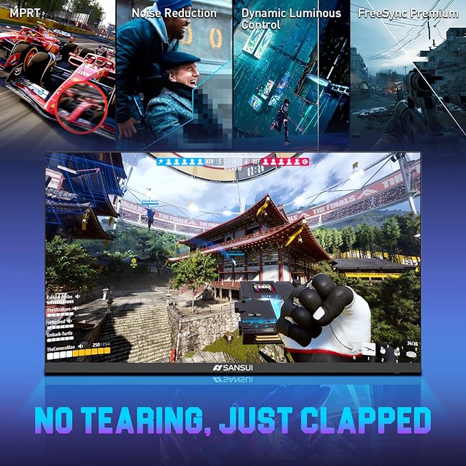 SANSUI Gaming Monitor, 24.5" 300hz 240hz FHD 1080P 1ms FPS PC Monitor Gaming, HDR, FreeSync, DisplayPort x2 HDMI x2, Fast IPS, 120% sRGB, Audio Jack, VESA Support, Desktop Compatible(ES-G25X1 PRO)