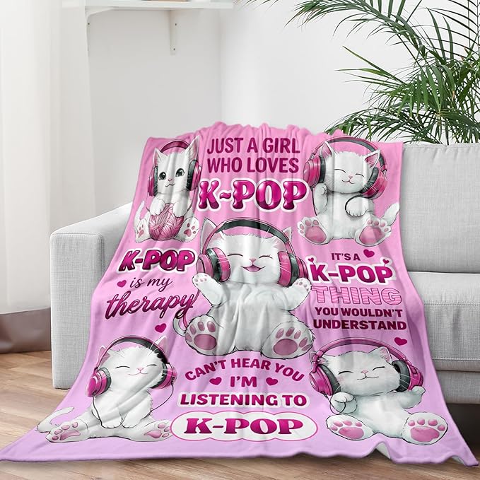 Kpop Blanket Gifts for K-Pop Fans - Super Soft Flannel Kpop Blankets for Girls Teen Fans Bedding Couch Sofa - Korean Kpop Merch Fandom Throw for Idol Lovers Dorm Decor Christmas (Style 02, 60 X 80)