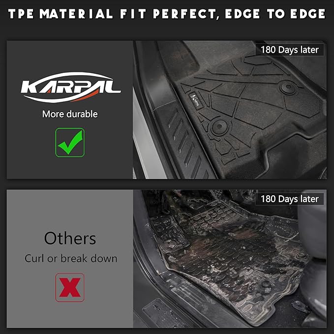 KARPAL Floor Mats for 2023 2024 2025 2026 Chevy Colorado/GMC Canyon Crew Cab, All-Weather TPE Custom Fit Floor Liners Car Accessories