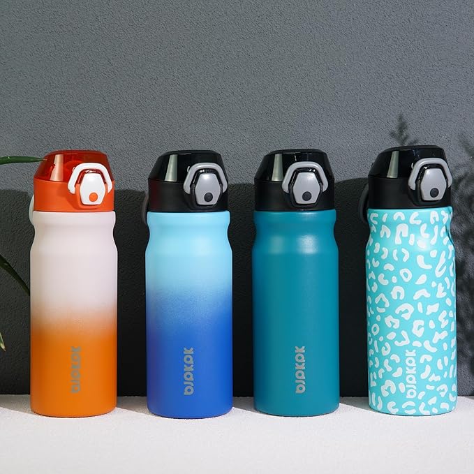 BJPKPK Stainless Steel Insulated Water Bottle with Straw Lid 18oz Reusable Metal Thermal Flask Bottles Keep Cold and Hot,Purple
