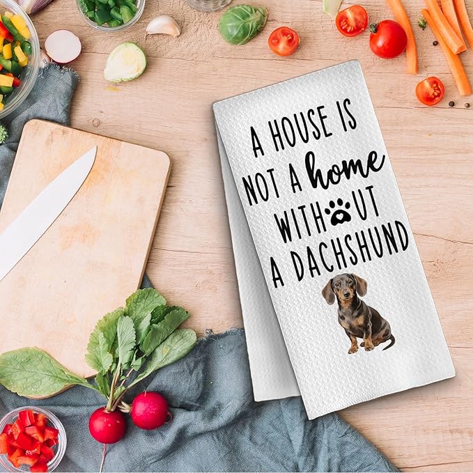 QWZDRHYJI Dachshund Dog Kitchen Towels, Gifts for Dachshund Lovers Dish Tea Towels for Kitchen, Weiner Dog Gifts for Women Men Decorative Hand Towel for Bathroom, 16x24 Inch