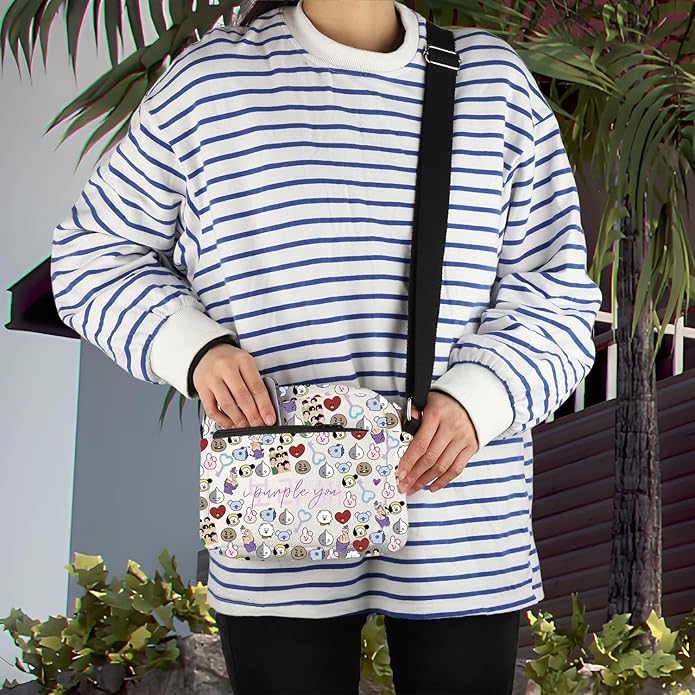 Army Group Inspire Crossbody Bag Korean Characters Shoulder Bag Army Members Fans Merch I Purple You Gift