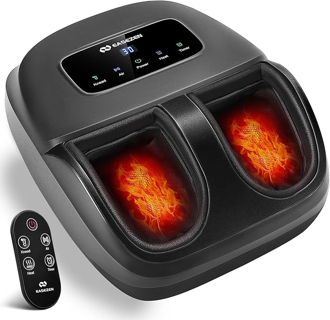 Shiatsu Foot Massager Machine with Heat, Deep Kneading, 2025 Upgrade Electric Foot Massager for Plantar Fasciitis, Neuropathy, Fits up to Size 14