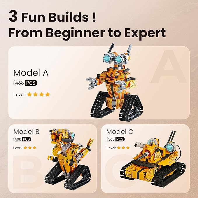 Sillbird Robot Building Kit with Remote Control STEM Gifts for Boys Age 8-12, Technic Buildable 3in1 Model Coding Robotic Set Birthday Toys for Kids Teens (468 Pieces)