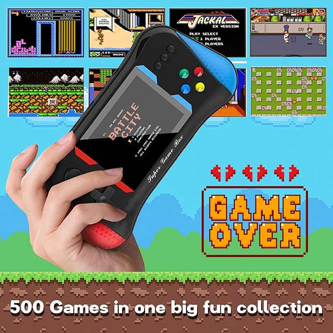 Handheld Game for Kids, Preloaded 500 Retro Video Games, Portable TV Video Gaming Player, Portable Gaming Player Rechargeable Battery 3.5" LCD Screen for Grandkids Christmas Games