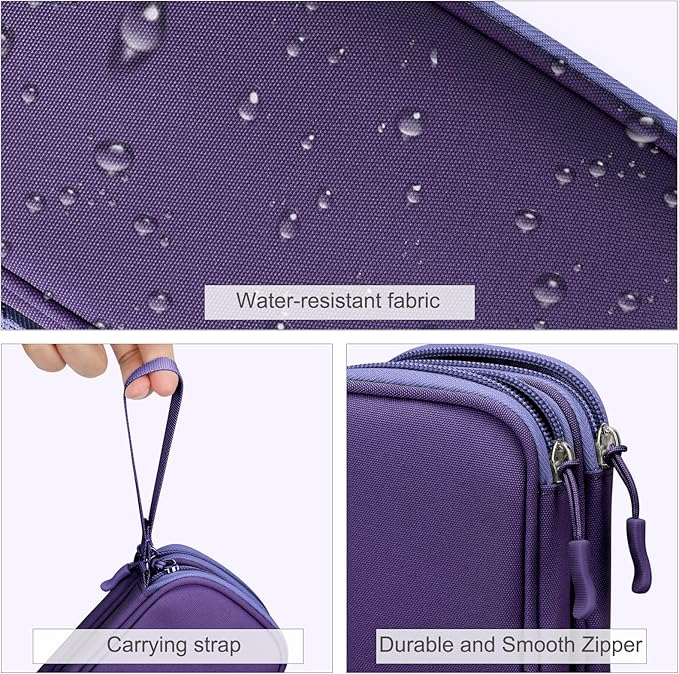 FYY Electronic Organizer, Travel Cable Organizer Bag Pouch Electronic Accessories Carry Case Portable Waterproof Double Layers All-in-One Storage Bag for Cable, Cord, Charger, Phone, Earphone Purple