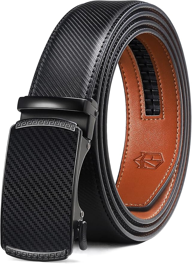 Zitahli Belt Men, Ratchet Belt Dress with 1 3/8" Premium Leather,Slide Belt with Easier Adjustable Automatic Buckle