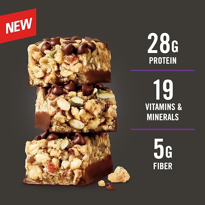 MET-Rx Big 100 Granola Protein Bar, Meal Replacement Bar, 28 G Protein, Chocolate Chip, Pack of 9