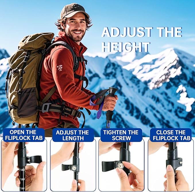 Collapsible Trekking Poles for Hiking 2 Pack - Adjustable Aluminum Hiking Poles, Lightweight Walking Sticks for Women, Men, Seniors, Kids, Trekking Sticks for Backpacking by Underwood Aggregator