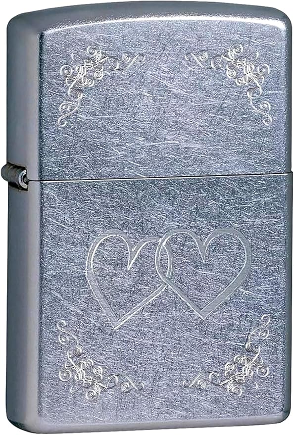 Personalized Zippo Elegant Heart Love Loyalty Design Classic Oil Windproof Lighter Free Engraving (Double Heart)