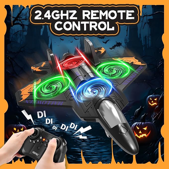 4DRC V32 Halloween Toys Foam Remote Control Airplanes RC Planes for Kids Adults, RC Airplane Fighter Jet with Light, Halloween Decorations Outdoor Airplane Toy Gifts for Kids Boys
