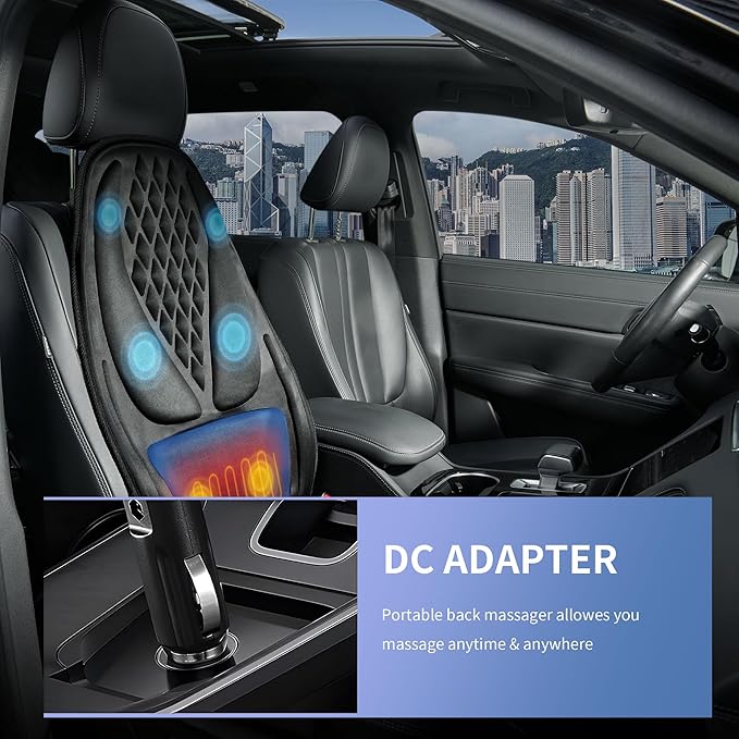 Back Massager with Heat, Massage Seat Cushion with 3D Lumbar Support, 8 Vibrating Motors Massager Chair Pad for Full Body Pain Relief, Ideal Gift for Christmas/Lover/Parents/Friends