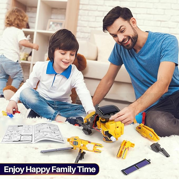 COBFDHA STEM Projects for Kids Age 8-12, Science Kits Boys, Solar Robot Space Toys Gifts 8-14 Year Old Teen Boys Girls, 120Pcs Building Experiments Robots Teenage Ages 9 10 11 12 , Yellow