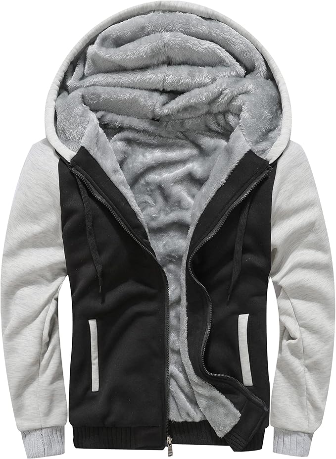 MACHLAB Men's Pullover Winter Workout Fleece Hoodie Jackets Full Zip Wool Warm Thick Coats
