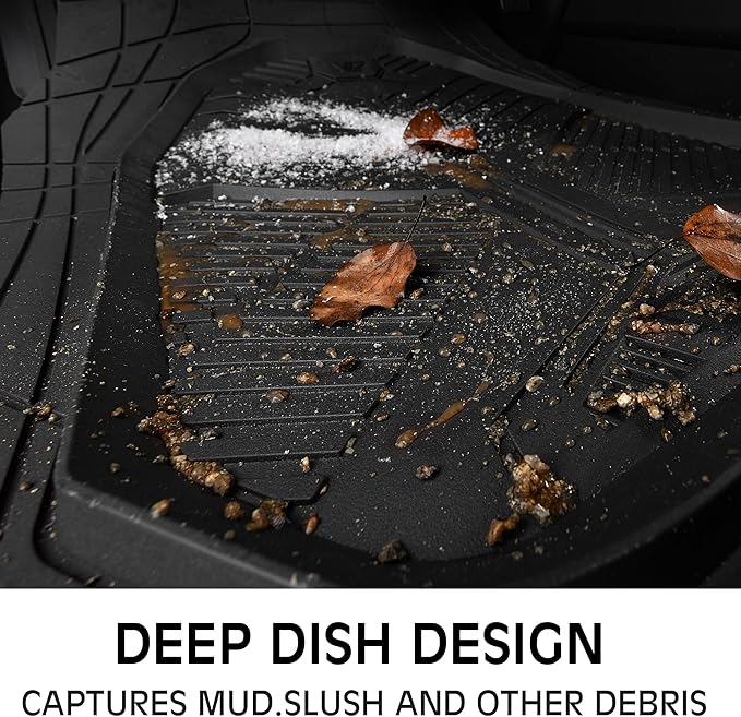 CAR PASS Heavy Duty Rubber Car Mats, Deep-Dish All Weather 3 Row Car Floor Mats for 7 Seater 8 Seats 2nd & 3rd Row, Waterproof Anti-Slip Universal Trim-to-Fit for SUV, MPV, 7 Passengers Vehicle