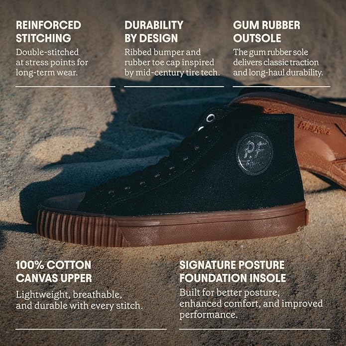 PF Flyers Center High Top Sneakers for Men and Women, Original Canvas Hi-Top Athletic Shoe, Unisex