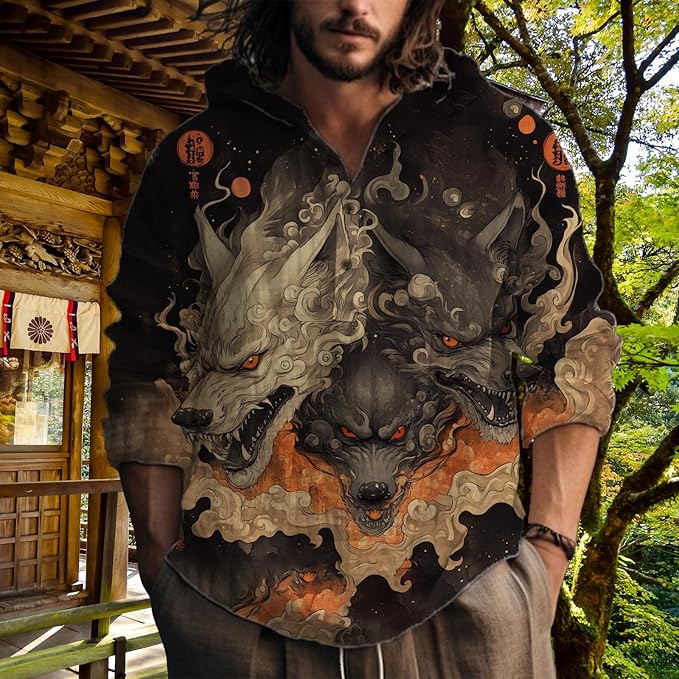 MARSVOVO Hooded Long Sleeve Shirt Men Fashion Graphic Button Up Lightweight Big and Tall Casual Vacation Shirts for Men