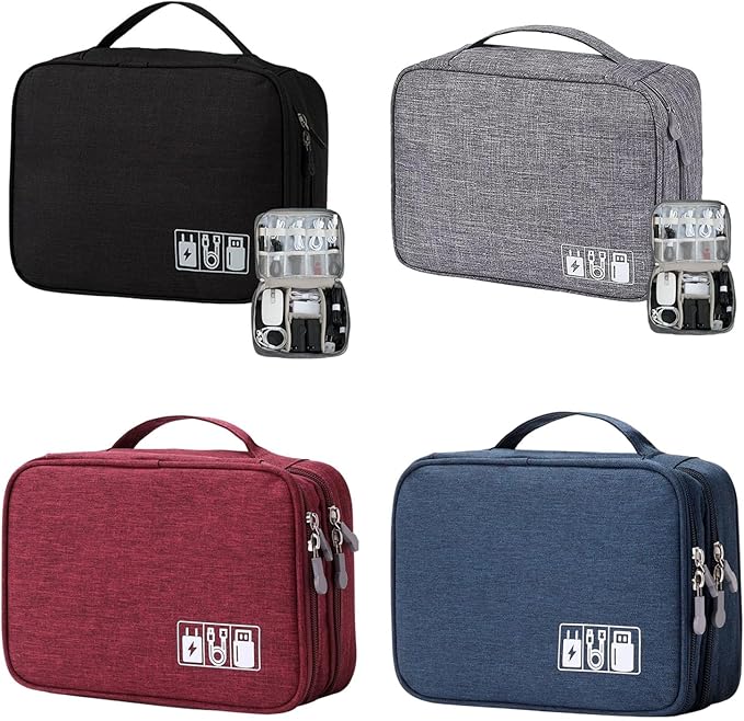 Multi Purpose Oxfords Fabric Storage Organiser Pouches for Technology Accessories Cosmetics Travel Essential Charger Cable or