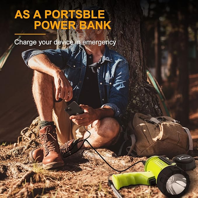 YIERBLUE Rechargeable Spotlight Flashlight with 100,000 High Lumen LED, IP67 Waterproof Long Running Spot Light searchlight, Impact Resistant Handheld Spotlight with Foldable Stand and Red Lens