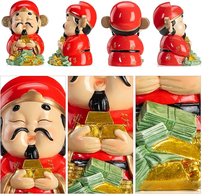 Etlemonde God of Wealth Statue,Feng Shui Money Decor,Chinese New Year CAI Shen Figurine 2026