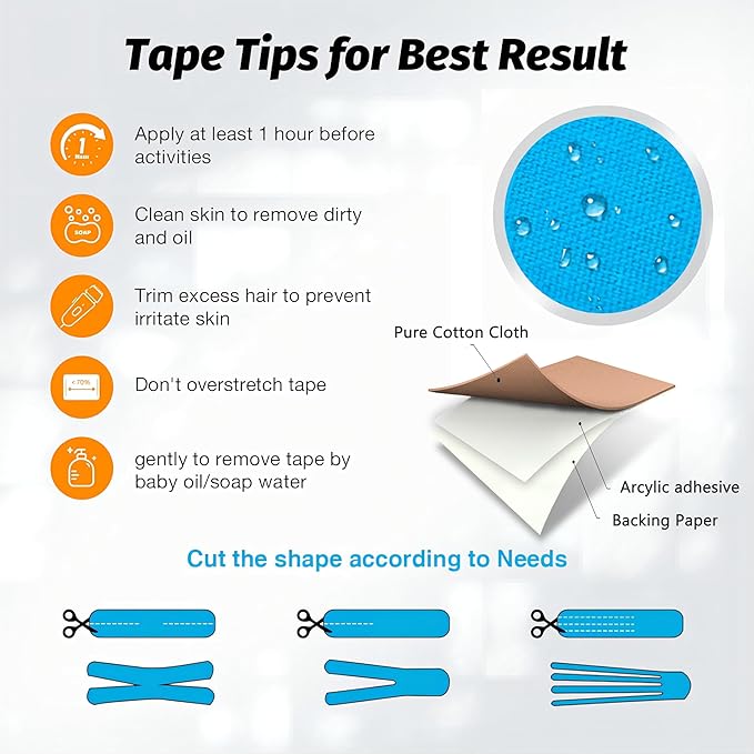 Kinesiology Tape Precut-40 Strips | Elastic Cotton Athletic Tape for Joints Support & Muscle Pain Relief-2inch x 10inch| Hypoallergenic & Waterproof K Tape for Ankle Knees Running Any Activity(Mix-4)