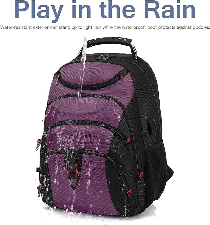 Boavan Laptop Backpack for men, 15.6 inch Laptop Bag with USB Port, Waterproof Travel Work Backpack Purse, Anti-Theft Teacher Nurse Doctor Casual Bookbags Office Business backpack，Purple Black