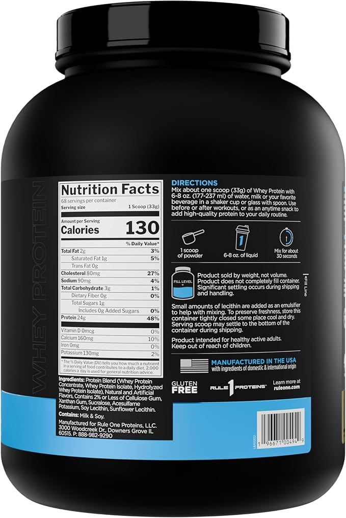 Rule 1 Whey Protein – 24g Fast-Acting Protein from All-Whey Sources with Naturally Occurring EAAs & BCAAs for Workout Recovery or Anytime Use (5 Pounds*, Vanilla Ice Cream)