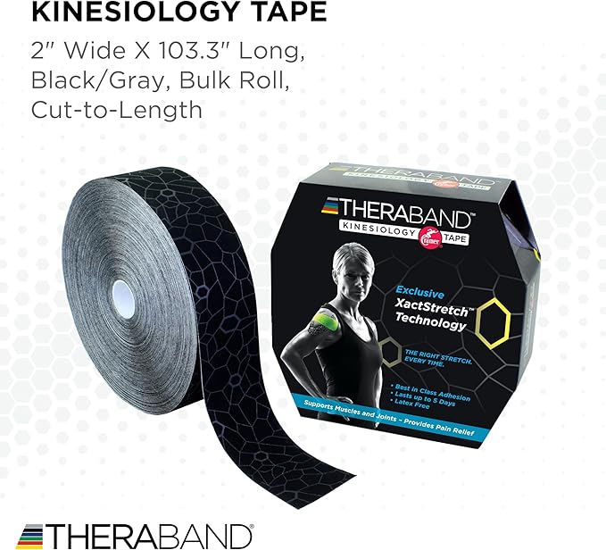 THERABAND Kinesiology Tape, Roll, with XactStretch Indicatorsv Water Resistant, Cut-to-Length
