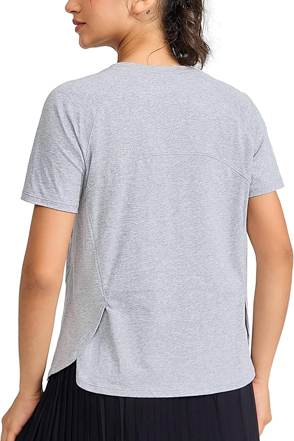 THE GYM PEOPLE Women's Short Sleeve Workout Shirts Breathable Yoga T-Shirts with Side Slits Athletic Tee Tops