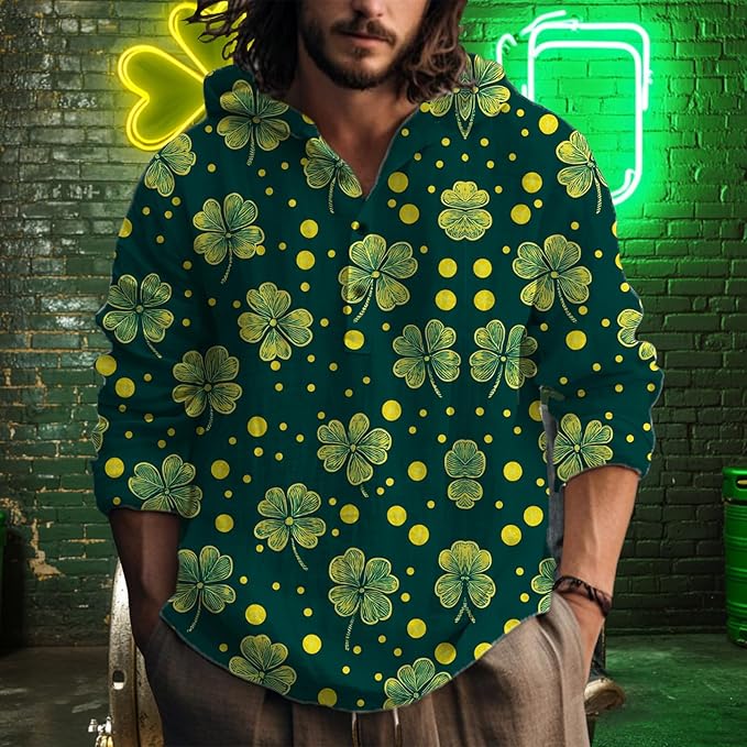 MARSVOVO Hooded Long Sleeve Shirt Men Fashion Graphic Button Up Lightweight Big and Tall Casual Vacation Shirts for Men