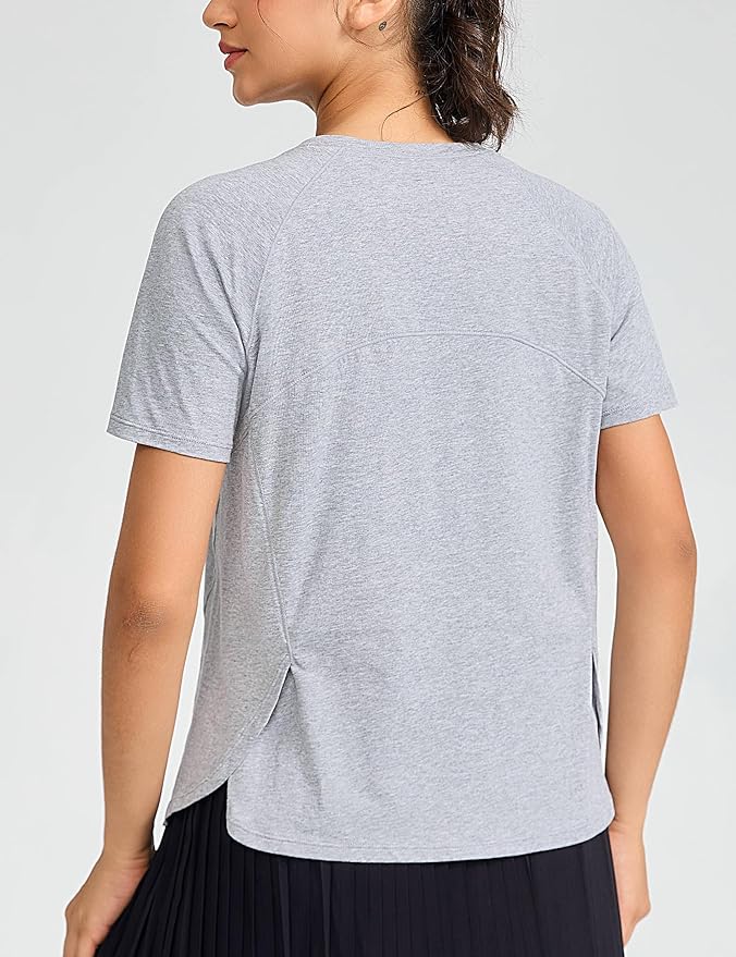 THE GYM PEOPLE Women's Short Sleeve Workout Shirts Breathable Yoga T-Shirts with Side Slits Athletic Tee Tops