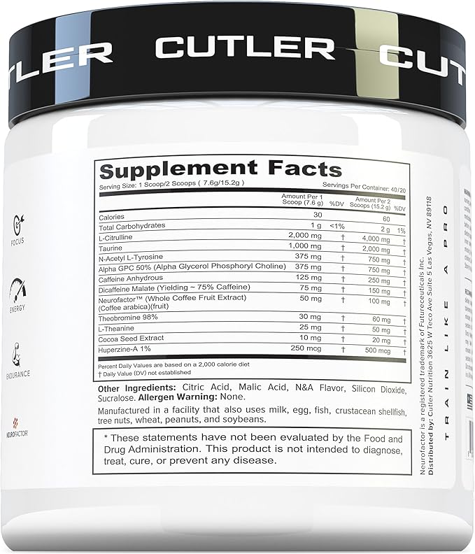 Prevail Pre Workout Powder with Nootropics: Best Pre Workout for Men and Women, Cutting Edge Energy and Focus Supplement with L Citrulline, Alpha GPC, L Tyrosine | Sour Blue Razz, 40 Scoops