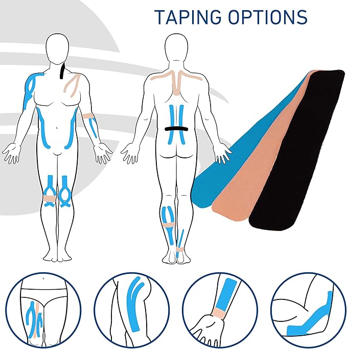 axion Kinesiology Tapes PRECUT Mix Set | 60 Pre-Cut Multicolored Sport Tape Strips 10 x 2 in - on 3 Rolls | Waterproof • Skin-Friendly • Elastic | Kinesiology Tapes Ideal for Sports