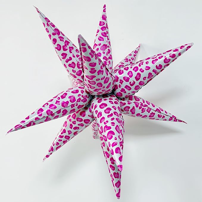 2Pcs 32 Inch Pink Leopard Explosion Star Cheetah Print Balloons/Y2K Party Decor for Girls Birthday, Spa Day, Baddie, Pop Art or Glam Party/Photo Backdrop for Teen Girls Trendy(Pink 2PCS)