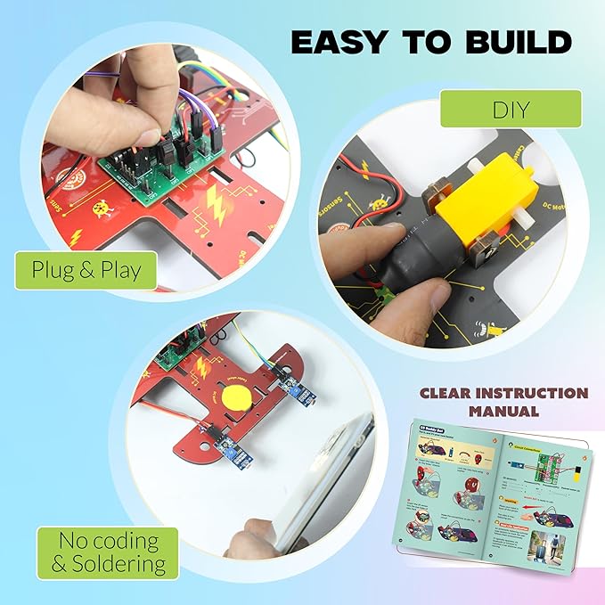ButterflyEdufields 40in1 STEM Robotics Kits for Kids 8-12 Years | DIY Robots Projects for Kids with Electronics Board & Sensors | Best Educational Homeschooling Gift for 8 10 12 Years | 100+ Parts